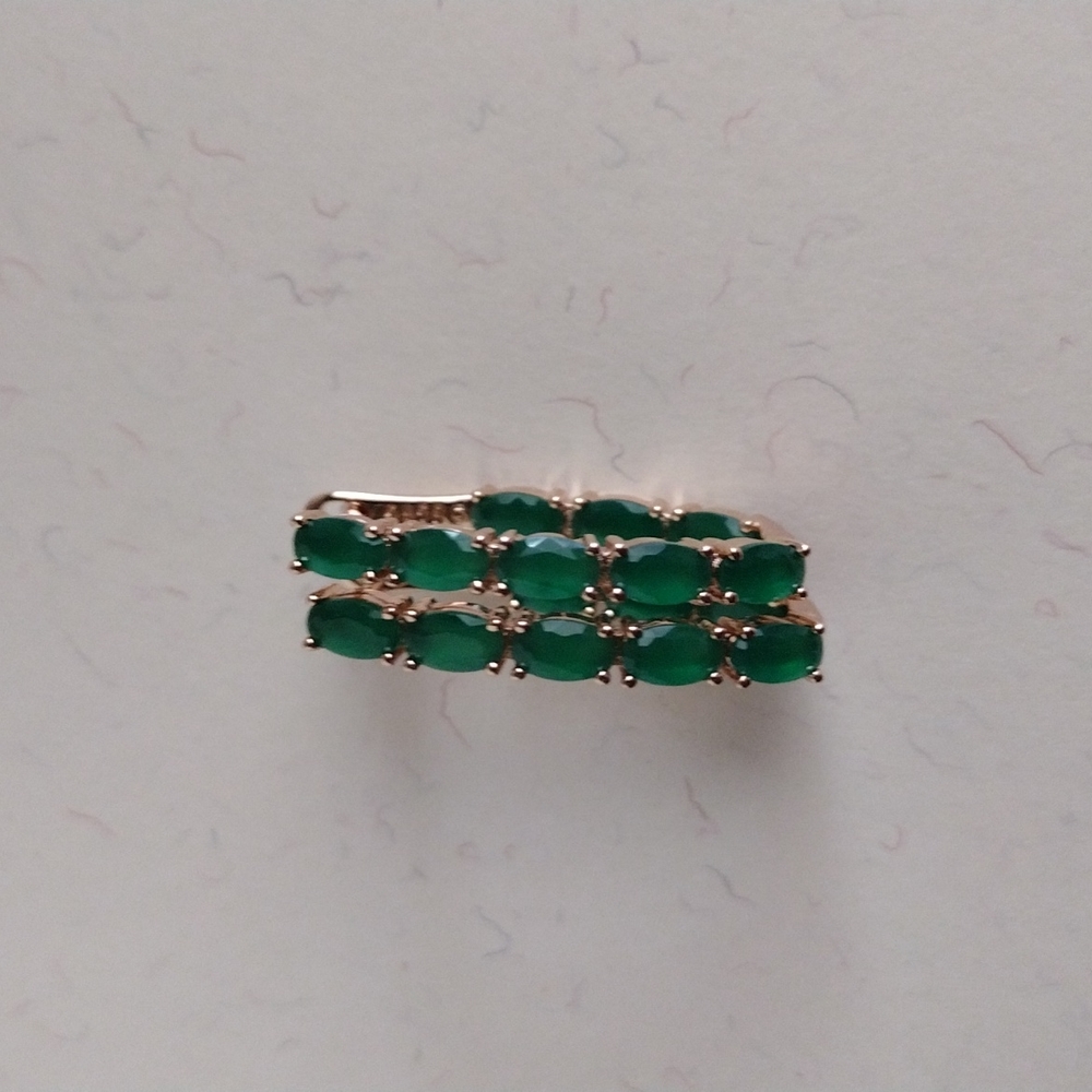 Gold emerald drop earrings - Picture 4 of 8